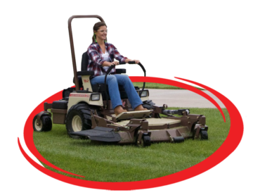 Top ranked zero turn riding mower near me with female operator.